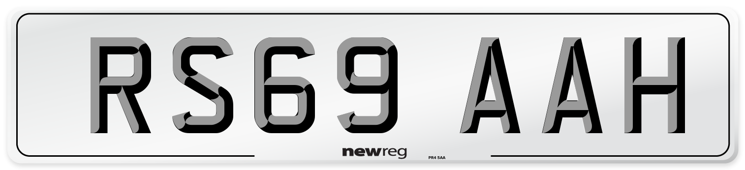 RS69 AAH Front Number Plate