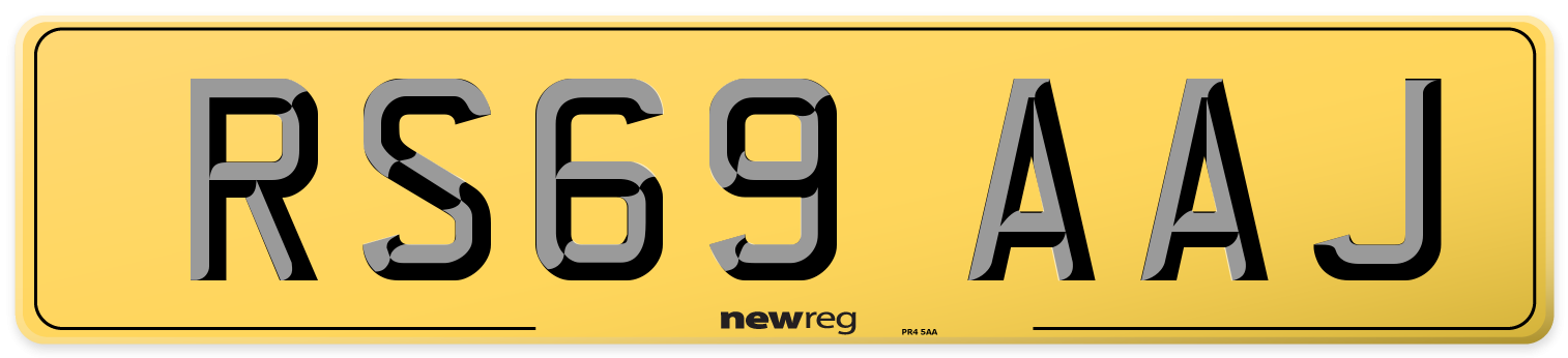 RS69 AAJ Rear Number Plate