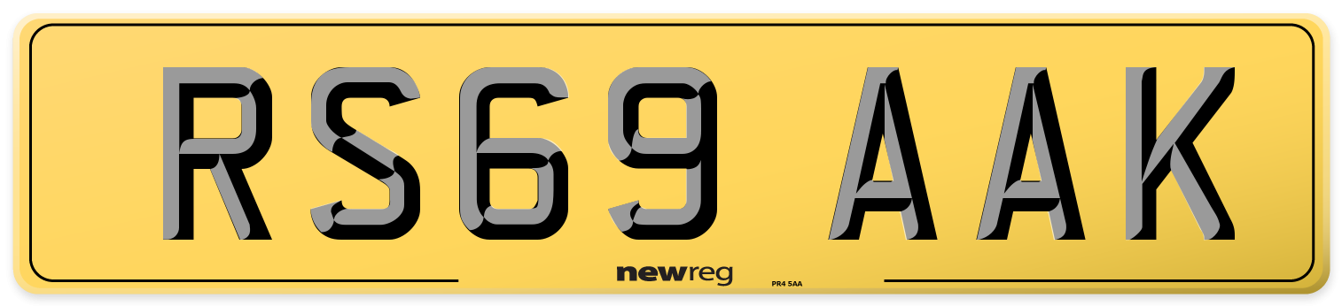 RS69 AAK Rear Number Plate