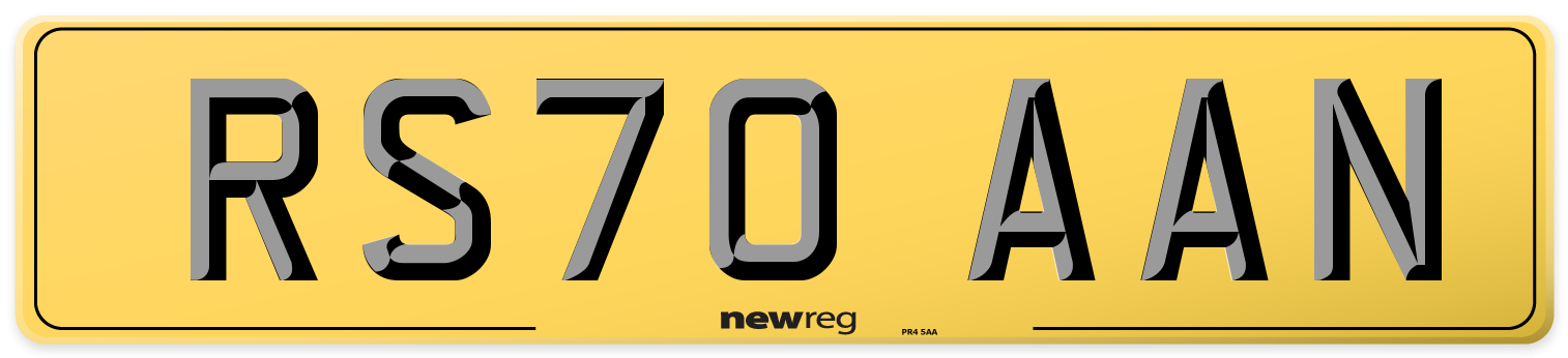 RS70 AAN Rear Number Plate