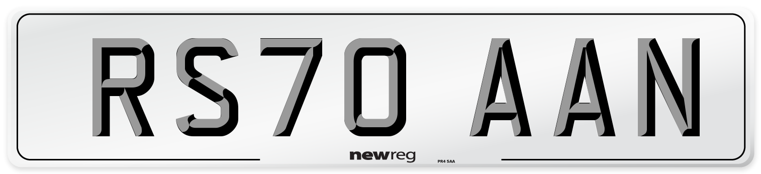 RS70 AAN Front Number Plate