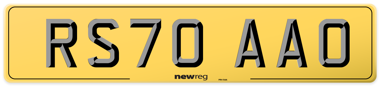 RS70 AAO Rear Number Plate
