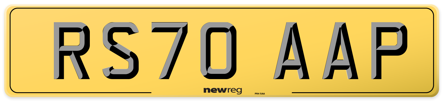 RS70 AAP Rear Number Plate