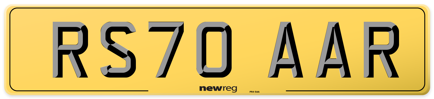 RS70 AAR Rear Number Plate