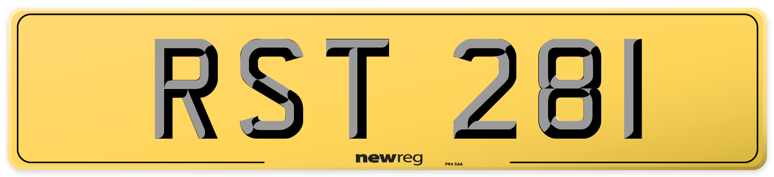 RST 281 Rear Number Plate