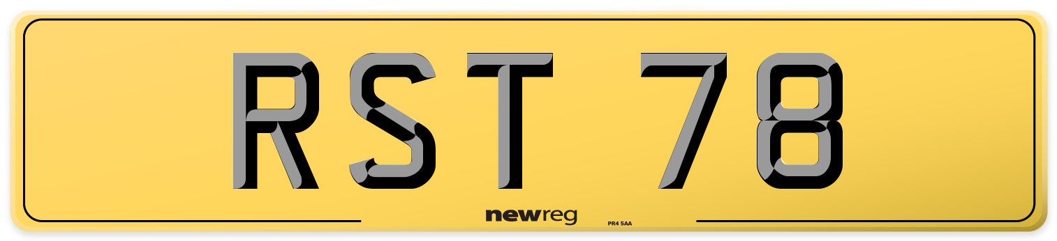 RST 78 Rear Number Plate