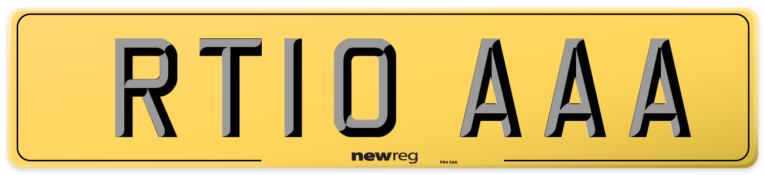 RT10 AAA Rear Number Plate