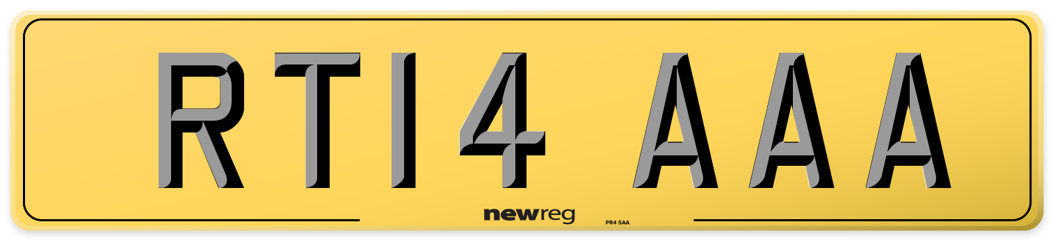 RT14 AAA Rear Number Plate