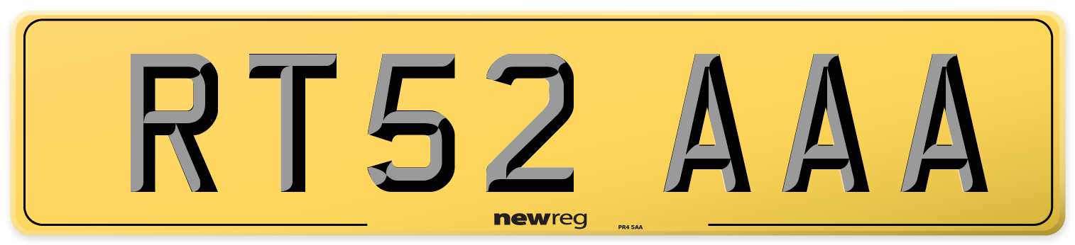 RT52 AAA Rear Number Plate