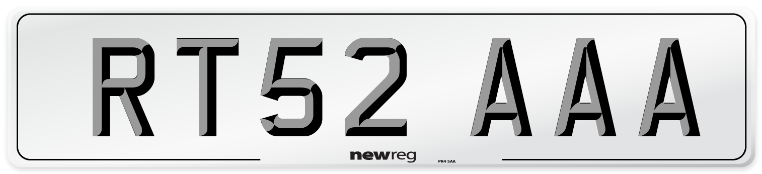 RT52 AAA Front Number Plate