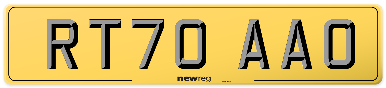 RT70 AAO Rear Number Plate