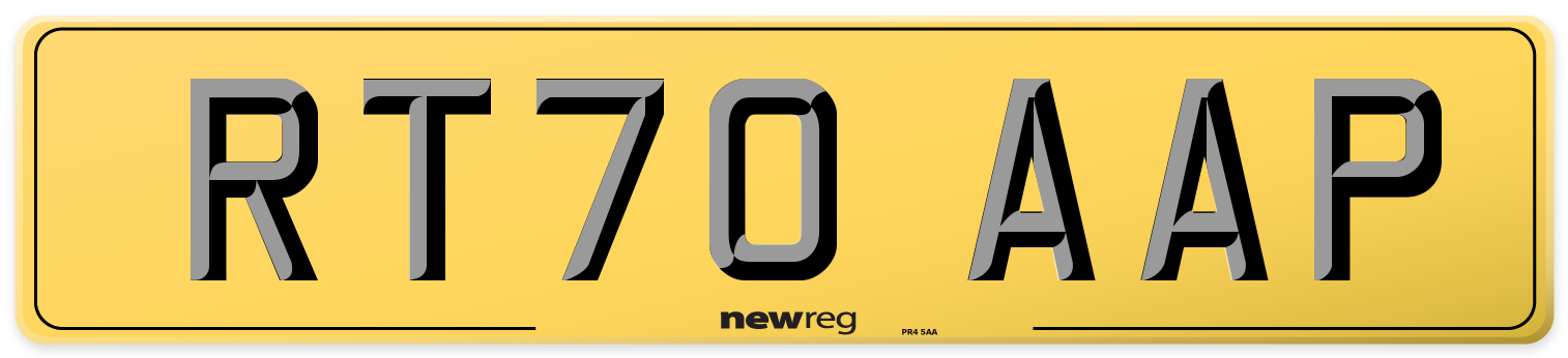 RT70 AAP Rear Number Plate