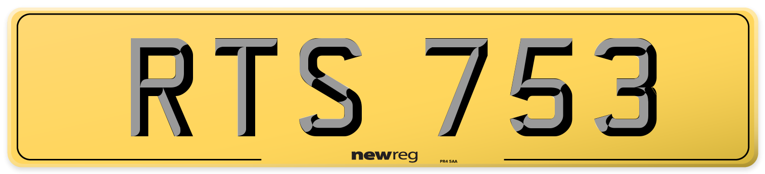 RTS 753 Rear Number Plate