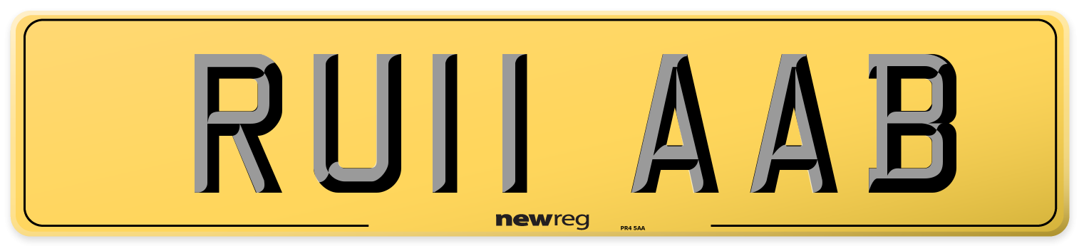 RU11 AAB Rear Number Plate