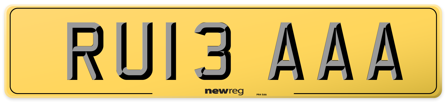 RU13 AAA Rear Number Plate