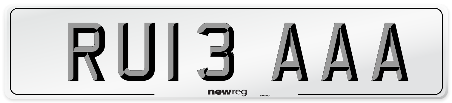 RU13 AAA Front Number Plate