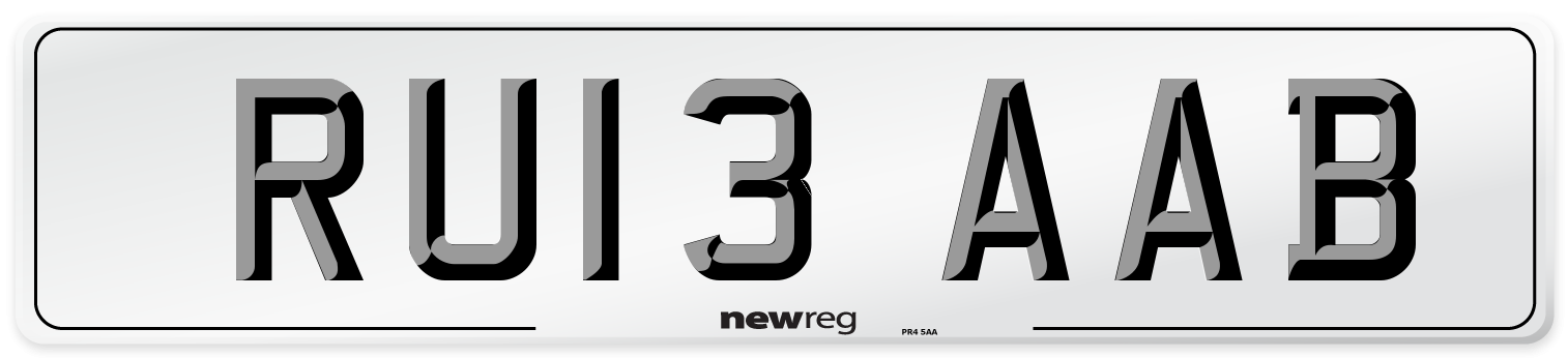 RU13 AAB Front Number Plate
