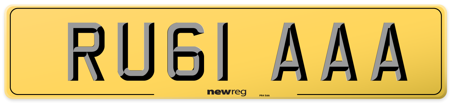 RU61 AAA Rear Number Plate
