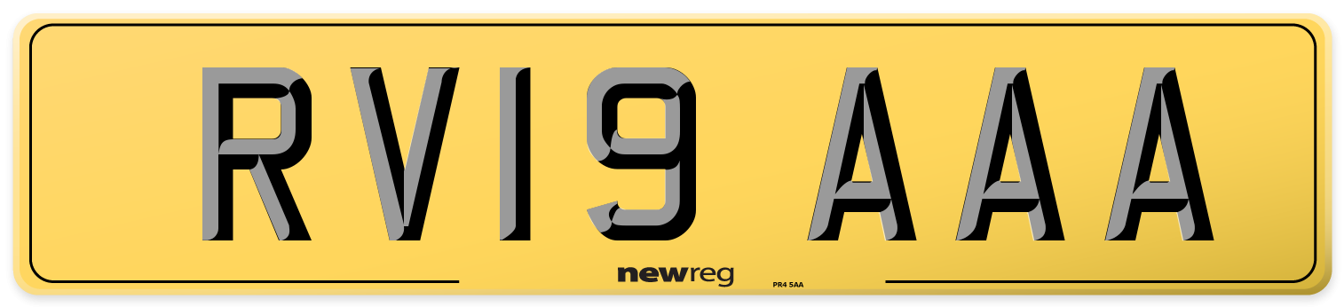 RV19 AAA Rear Number Plate