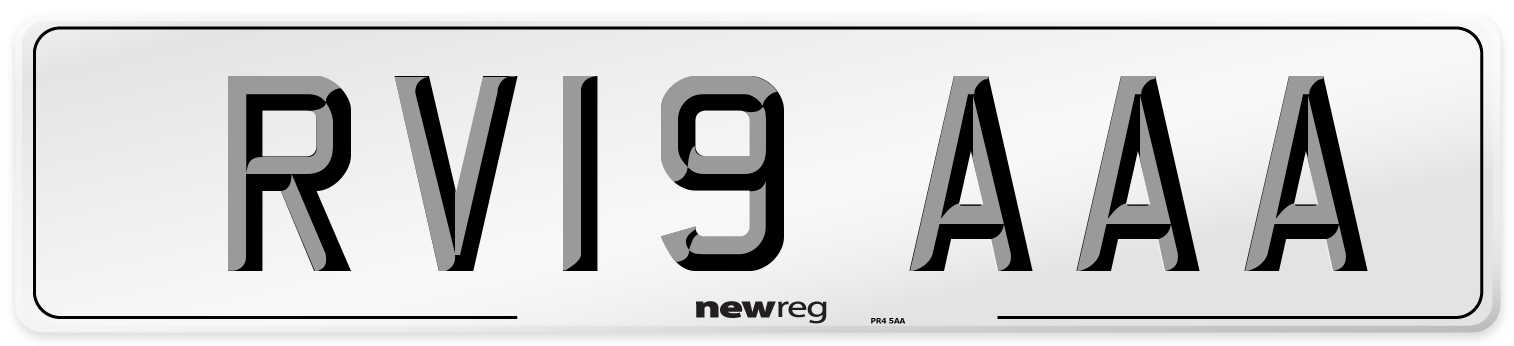 RV19 AAA Front Number Plate