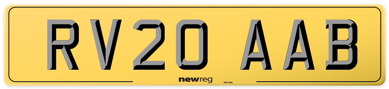 RV20 AAB Rear Number Plate