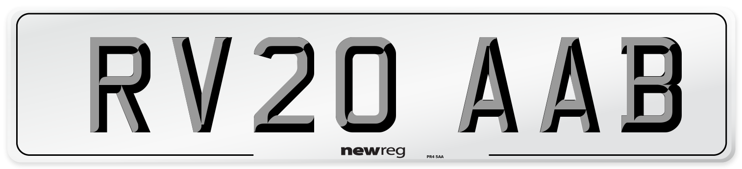 RV20 AAB Front Number Plate