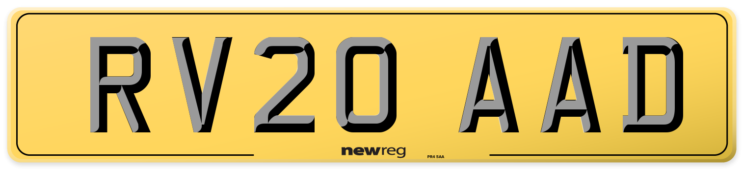 RV20 AAD Rear Number Plate