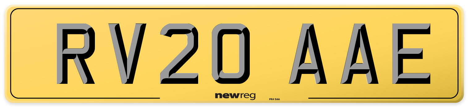 RV20 AAE Rear Number Plate