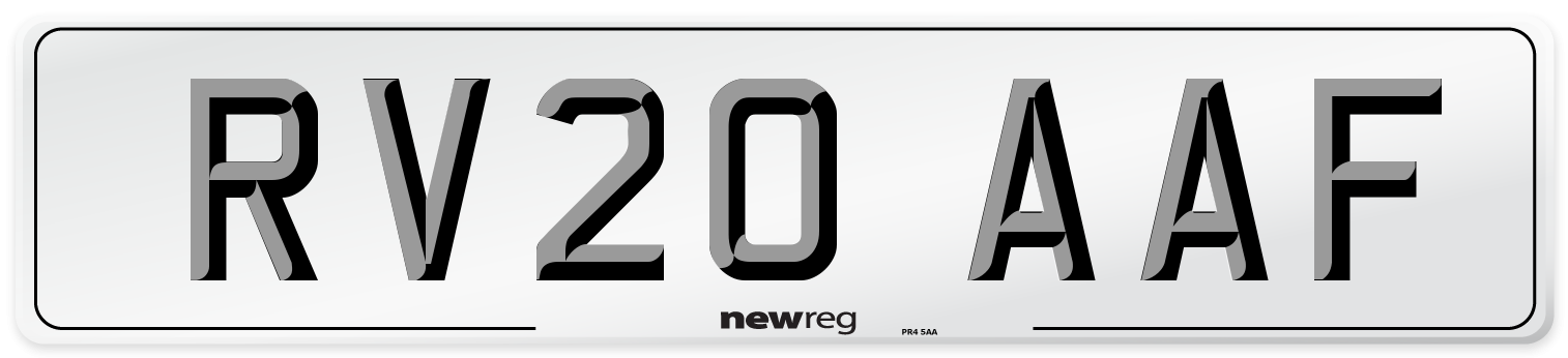 RV20 AAF Front Number Plate