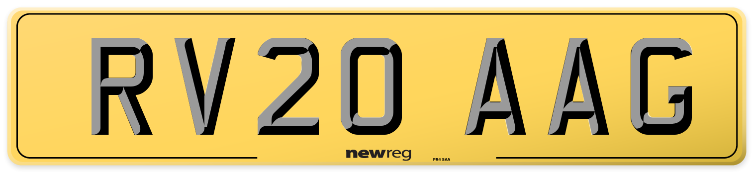 RV20 AAG Rear Number Plate