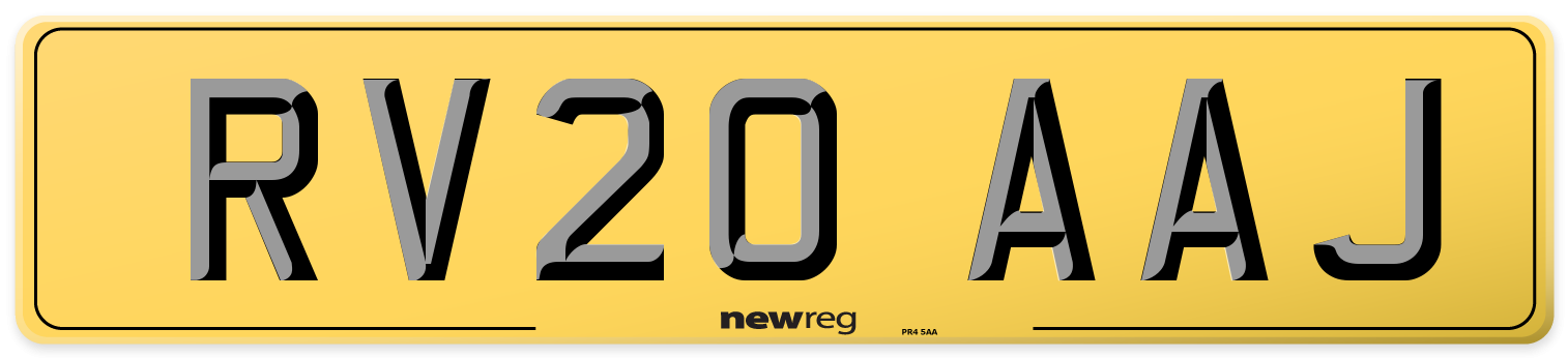 RV20 AAJ Rear Number Plate