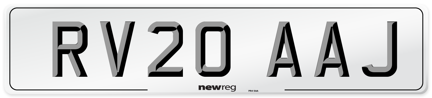 RV20 AAJ Front Number Plate