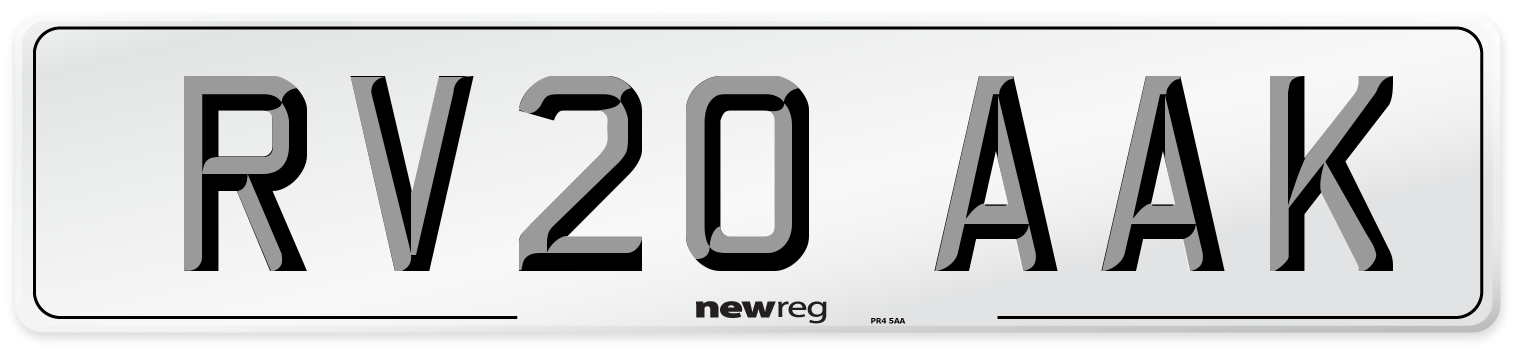 RV20 AAK Front Number Plate