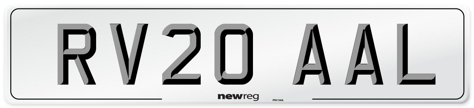RV20 AAL Front Number Plate