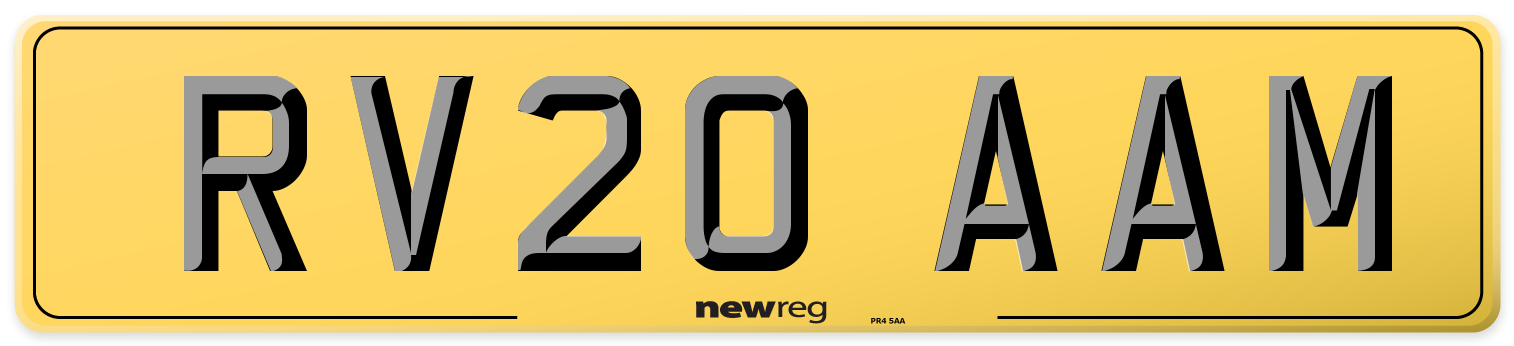 RV20 AAM Rear Number Plate