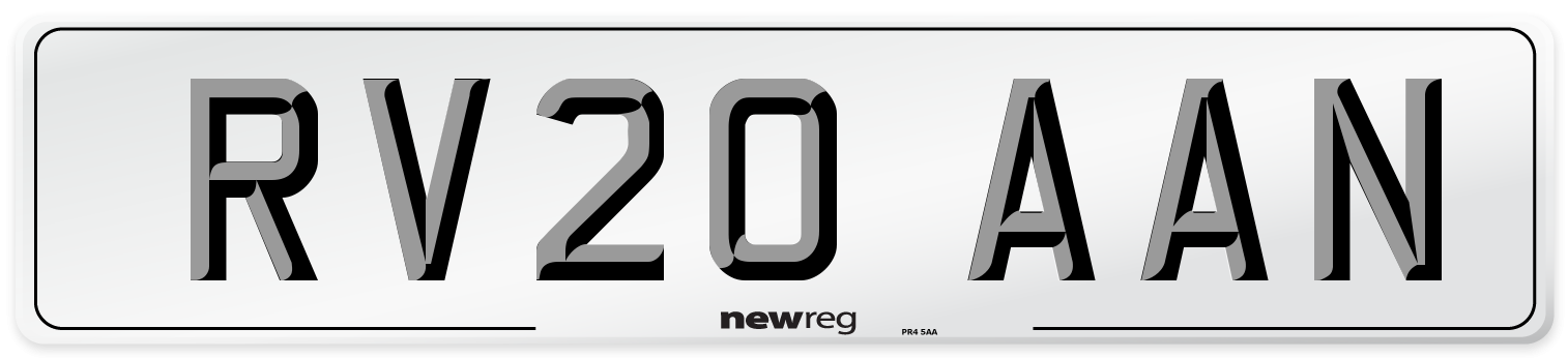 RV20 AAN Front Number Plate