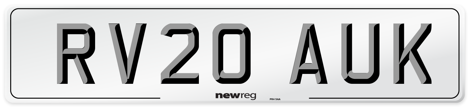 RV20 AUK Front Number Plate
