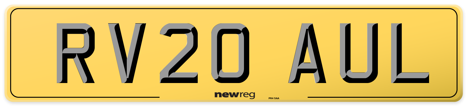 RV20 AUL Rear Number Plate