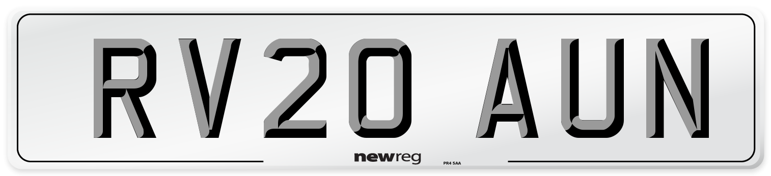 RV20 AUN Front Number Plate
