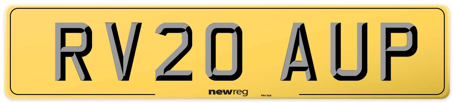 RV20 AUP Rear Number Plate