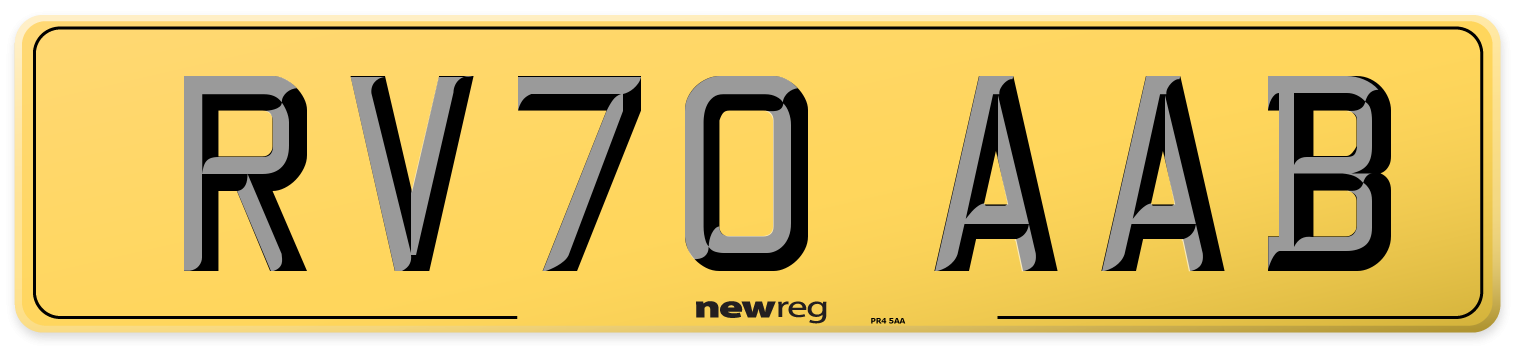 RV70 AAB Rear Number Plate