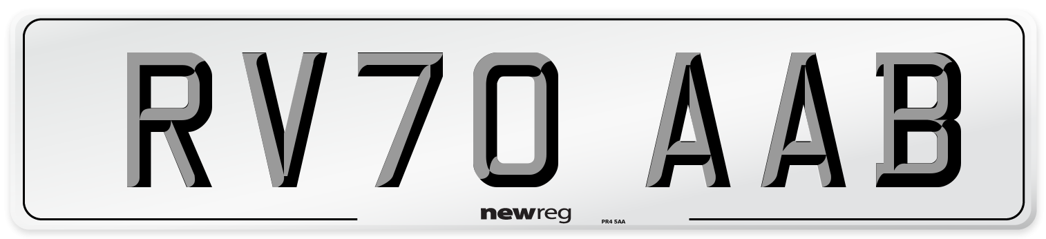 RV70 AAB Front Number Plate