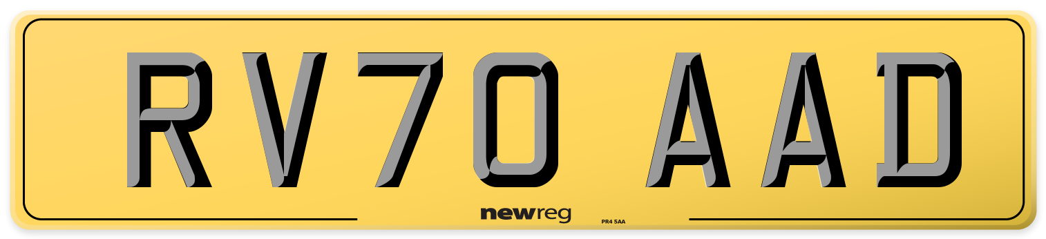 RV70 AAD Rear Number Plate