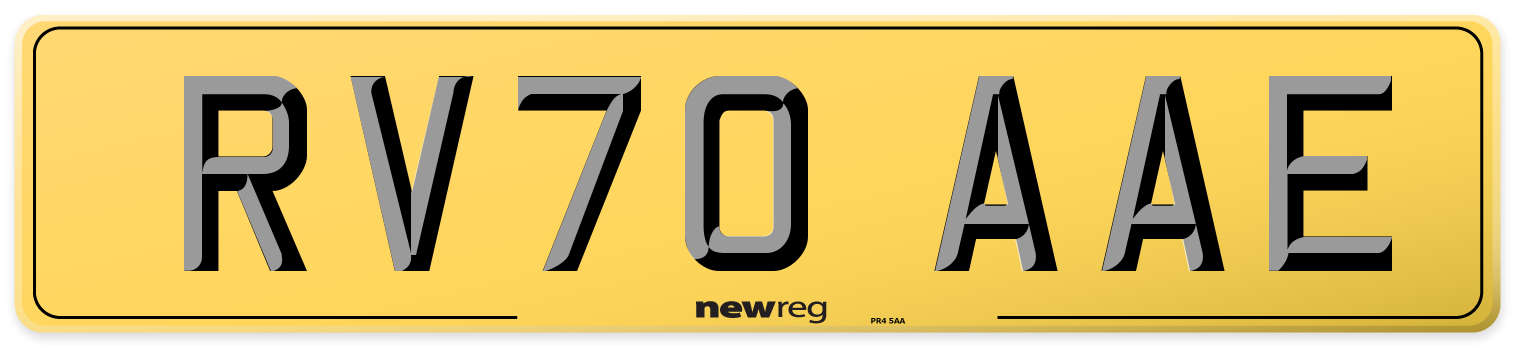 RV70 AAE Rear Number Plate