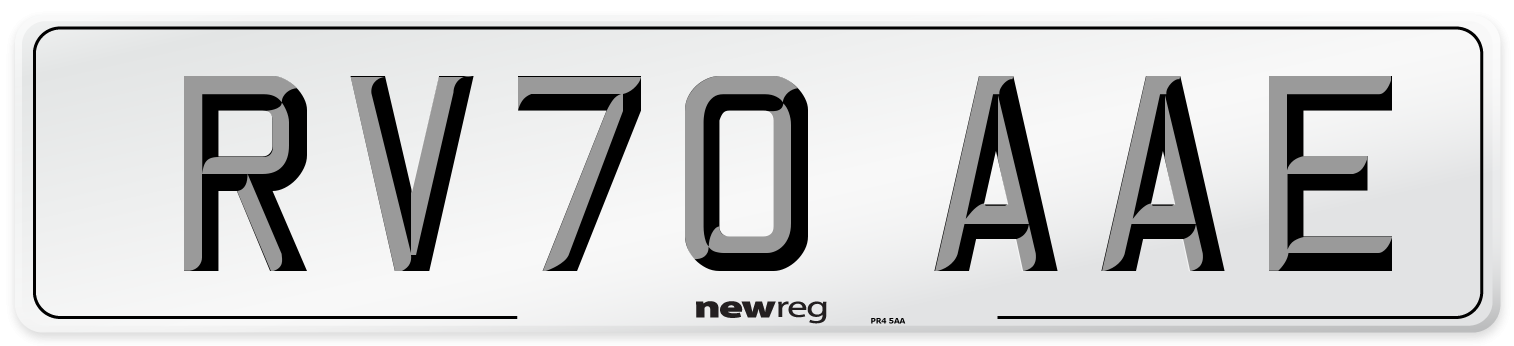 RV70 AAE Front Number Plate