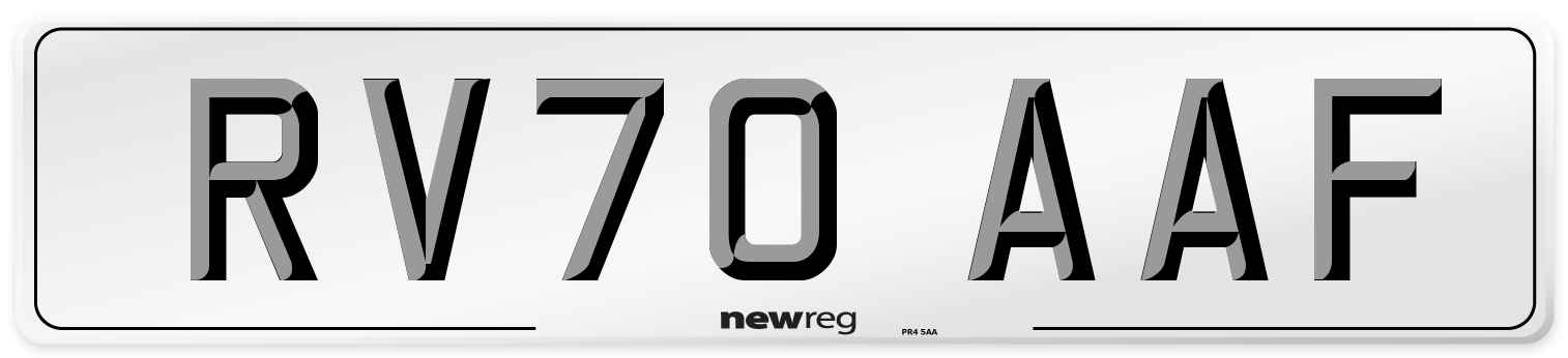 RV70 AAF Front Number Plate