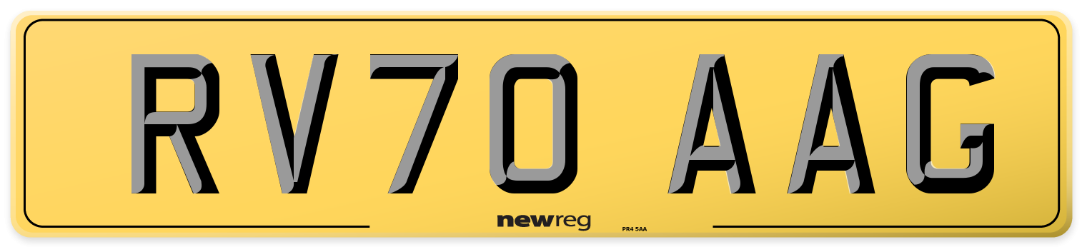 RV70 AAG Rear Number Plate