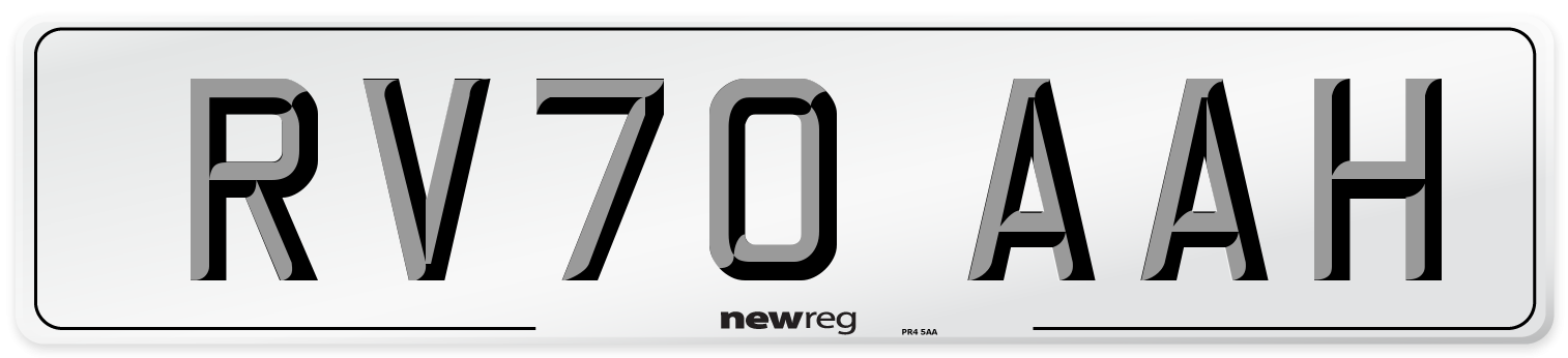 RV70 AAH Front Number Plate
