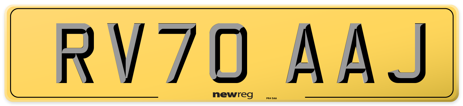 RV70 AAJ Rear Number Plate