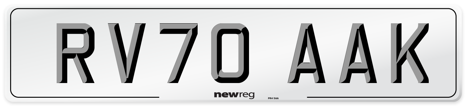 RV70 AAK Front Number Plate